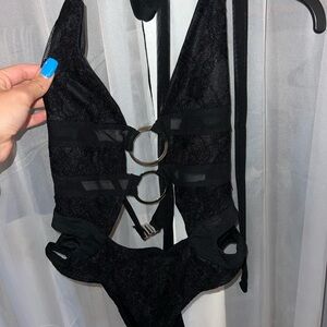 Elegant Black Lace Bodysuit